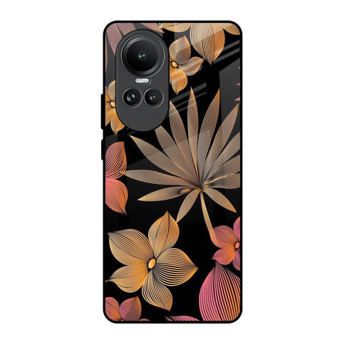 Lines Pattern Flowers Glossy Case for Oppo Reno10 5G