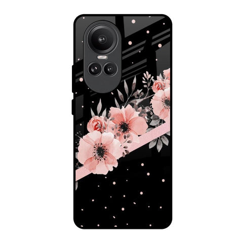 Floral Black Band Glossy Case For Oppo Reno10 Pro 5G