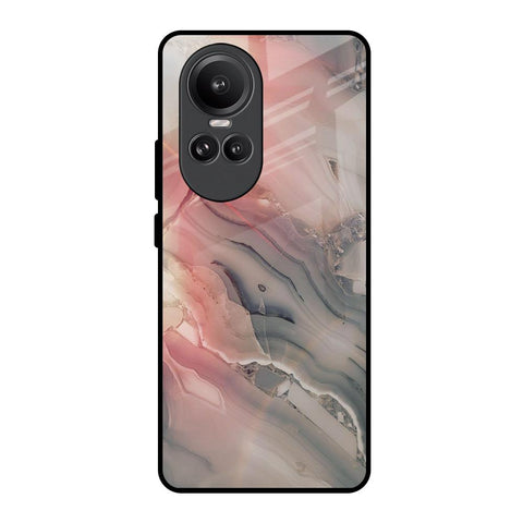 Pink And Grey Marble Glossy Case For Oppo Reno10 Pro 5G