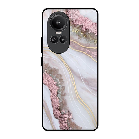 Pink & Gold Gllitter Marble Glossy Case for Oppo Reno10 Pro 5G