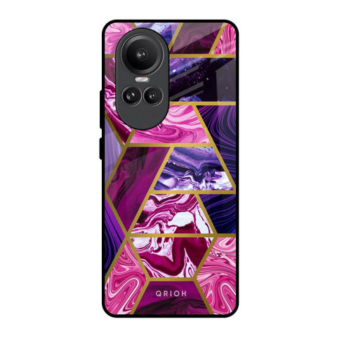 Electroplated Geometric Marble Glossy Case for Oppo Reno10 Pro 5G