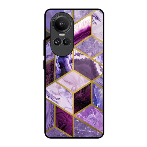 Purple Rhombus Marble Glossy Case for Oppo Reno10 Pro 5G
