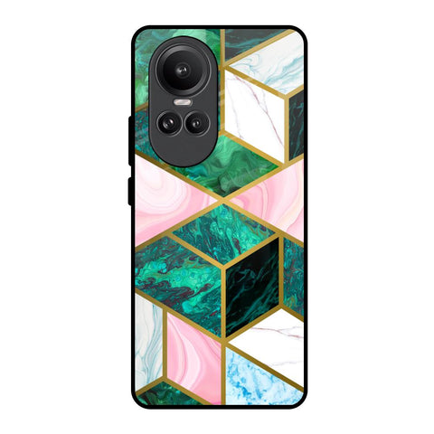 Seamless Green Marble Glossy Case for Oppo Reno10 Pro 5G