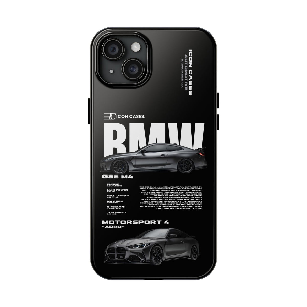 BMW M4 (G82) Black Premium Tough Shining Phone Case (Double Layer) Available For All iPhone Models