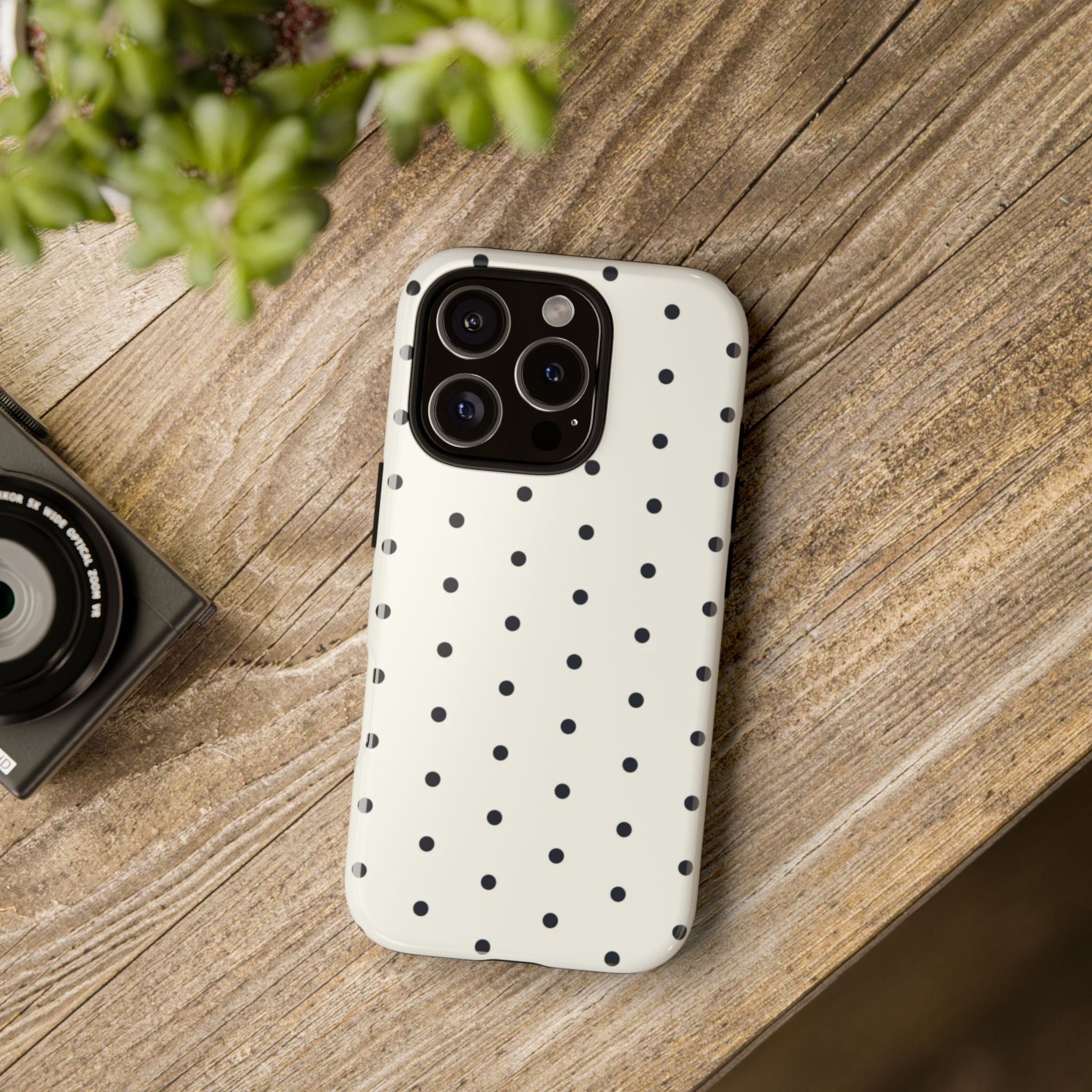 White Polka Dots Tough Case  Available For All iPhone Models