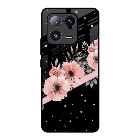 Floral Black Band Glossy Case For Mi 13 Pro