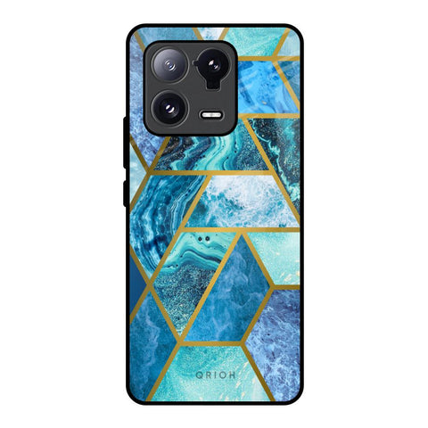 Turquoise Geometrical Marble Glossy Case for Mi 13 Pro