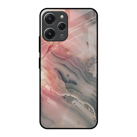 Pink And Grey Marble Glossy Case For Redmi 12