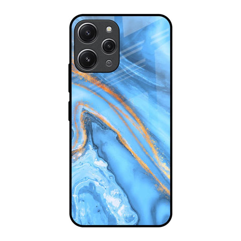 Vibrant Blue Marble Glossy Case for Redmi 12
