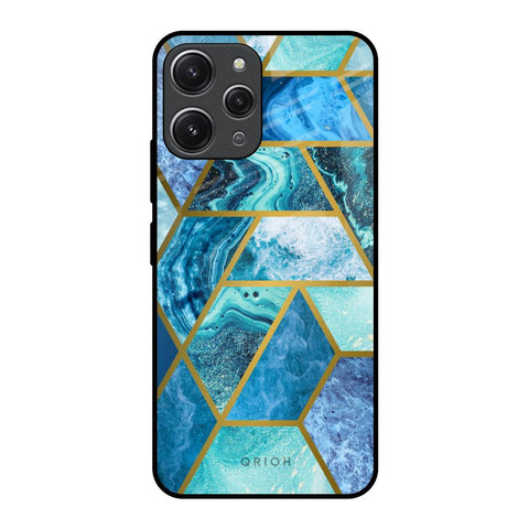 Turquoise Geometrical Marble Glossy Case for Redmi 12