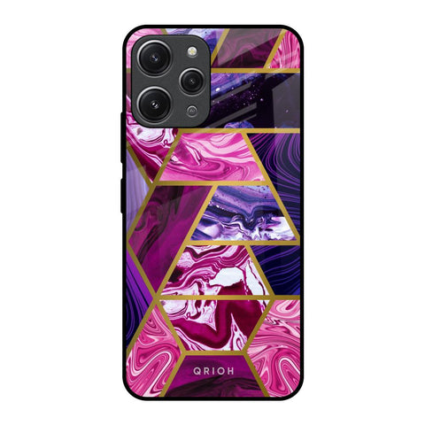 Electroplated Geometric Marble Glossy Case for Redmi 12