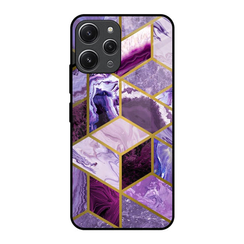 Purple Rhombus Marble Glossy Case for Redmi 12