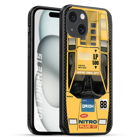 Yellow Racing Car Glossy Case for iPhone 15
