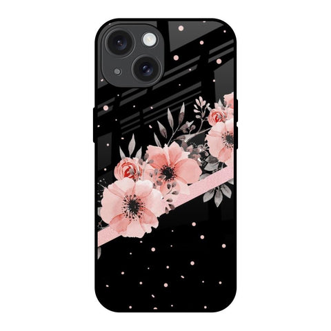 Floral Black Band Glossy Case For iPhone 15