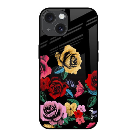 Floral Decorative Glossy Case For iPhone 15