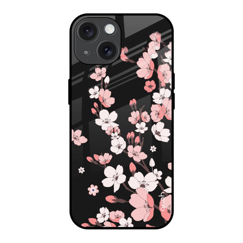 Black Cherry Blossom Glossy Case for iPhone 15