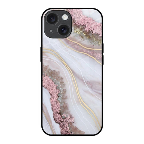 Pink & Gold Gllitter Marble Glossy Case for iPhone 15