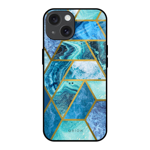 Turquoise Geometrical Marble Glossy Case for iPhone 15