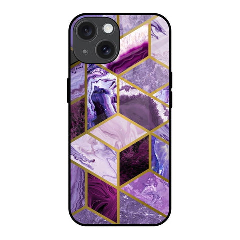 Purple Rhombus Marble Glossy Case for iPhone 15