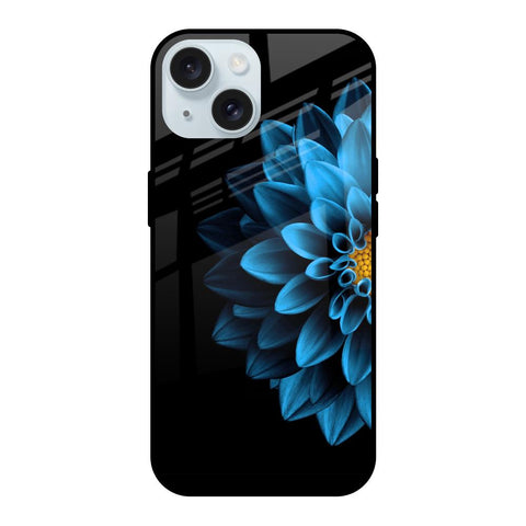 Half Blue Flower Glossy Case for iPhone 15
