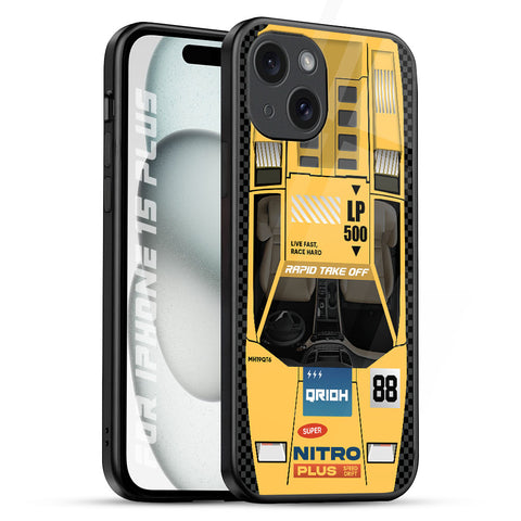 Yellow Racing Car Glossy Case for iPhone 15 Plus