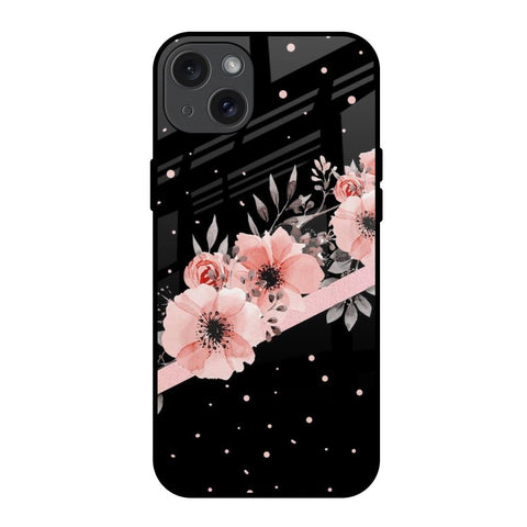 Floral Black Band Glossy Case For iPhone 15 Plus