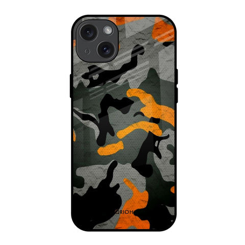 Camouflage Orange Glossy Case For iPhone 15 Plus