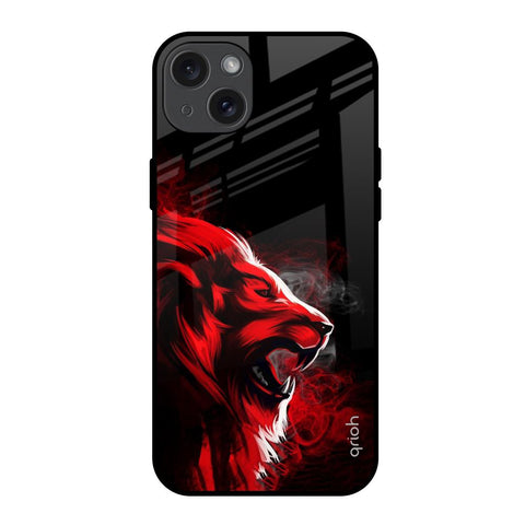Red Angry Lion Glossy Case for iPhone 15 Plus