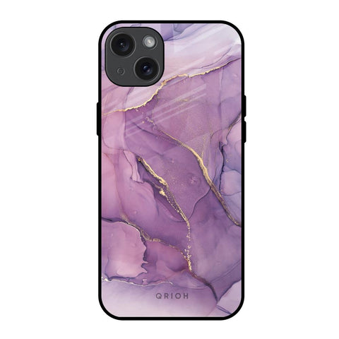 Purple Gold Marble Glossy Case for iPhone 15 Plus