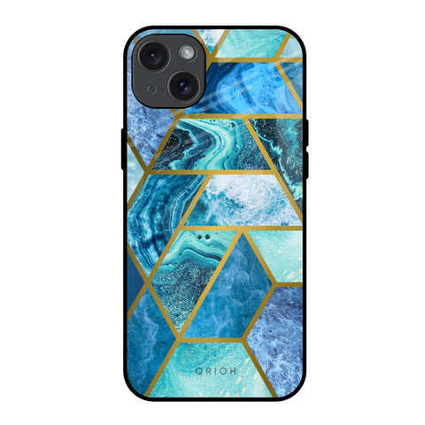 Turquoise Geometrical Marble Glossy Case for iPhone 15 Plus