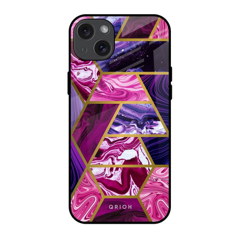 Electroplated Geometric Marble Glossy Case for iPhone 15 Plus