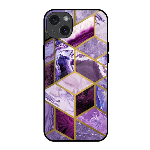 Purple Rhombus Marble Glossy Case for iPhone 15 Plus