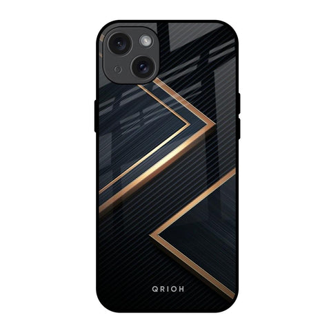 Sleek Golden & Navy Glossy Case for iPhone 15 Plus