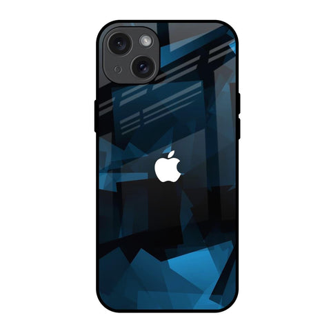 Polygonal Blue Box Glossy Case For iPhone 15 Plus