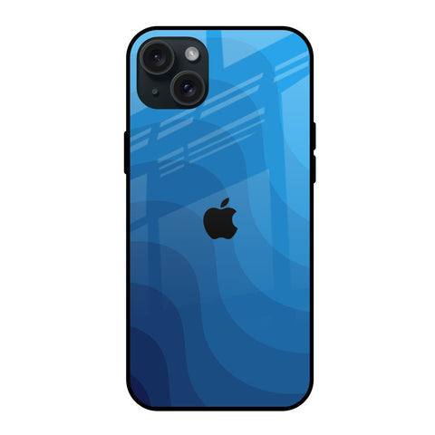 Blue Wave Abstract Glossy Case for iPhone 15 Plus