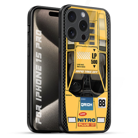 Yellow Racing Car Glossy Case for iPhone 15 Pro