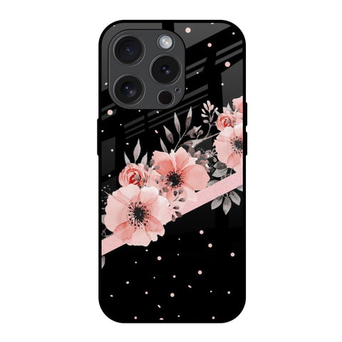 Floral Black Band Glossy Case For iPhone 15 Pro