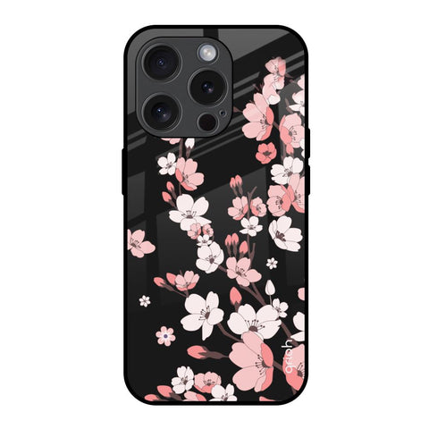 Black Cherry Blossom Glossy Case for iPhone 15 Pro