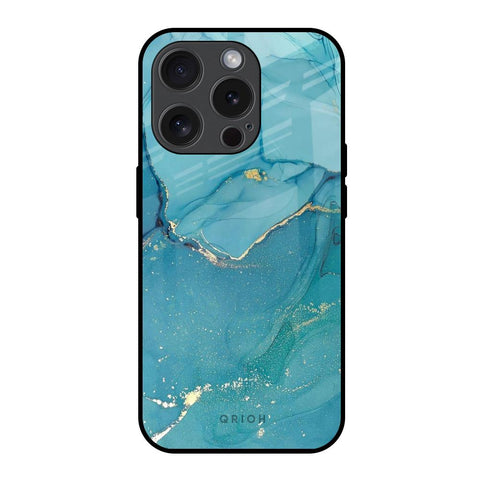 Blue Golden Glitter Glossy Case for iPhone 15 Pro