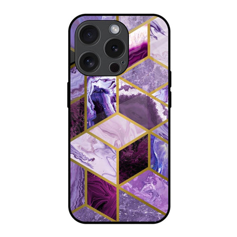 Purple Rhombus Marble Glossy Case for iPhone 15 Pro