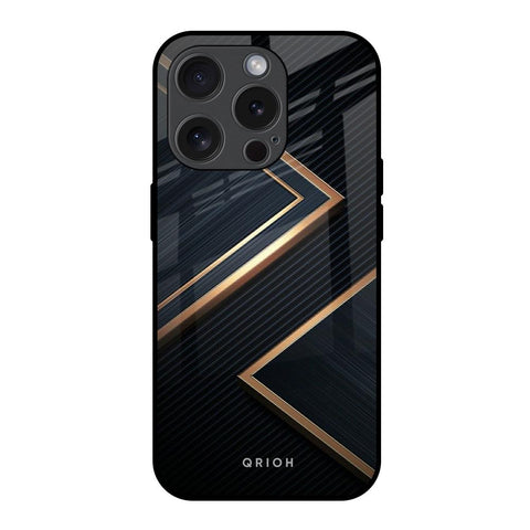 Sleek Golden & Navy Glossy Case for iPhone 15 Pro
