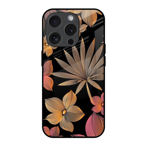 Lines Pattern Flowers Glossy Case for iPhone 15 Pro