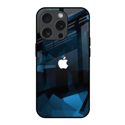 Polygonal Blue Box Glossy Case For iPhone 15 Pro