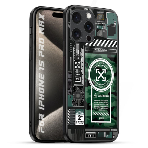 Green Camo Circuit Glossy Case for iPhone 15 Pro Max