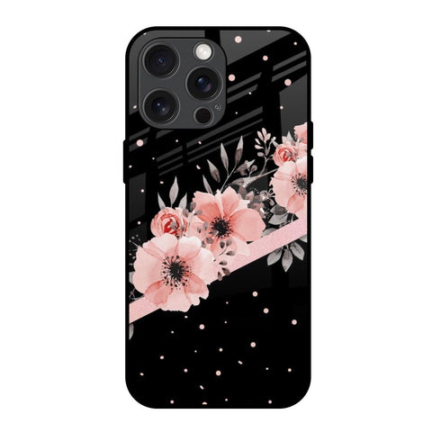 Floral Black Band Glossy Case For iPhone 15 Pro Max