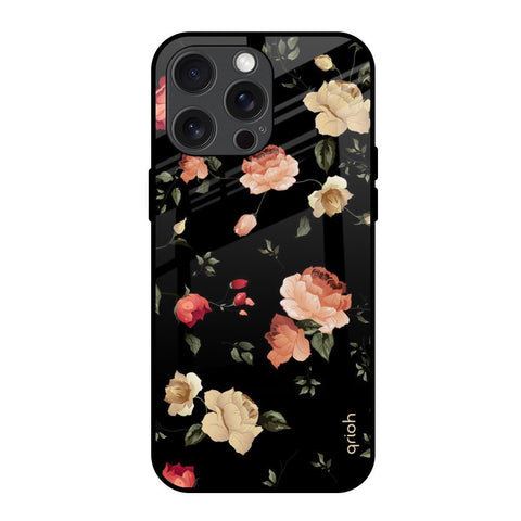 Black Spring Floral Glossy Case for iPhone 15 Pro Max