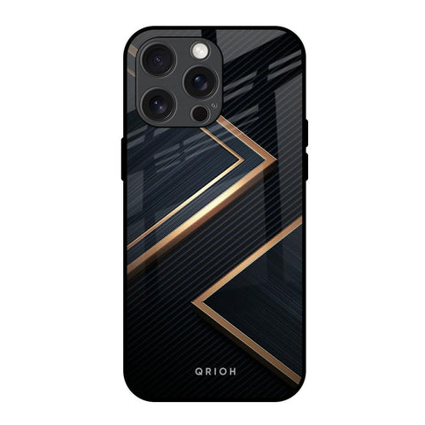 Sleek Golden & Navy Glossy Case for iPhone 15 Pro Max