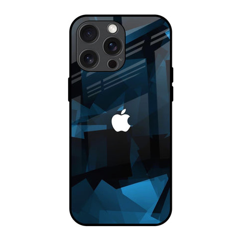 Polygonal Blue Box Glossy Case For iPhone 15 Pro Max