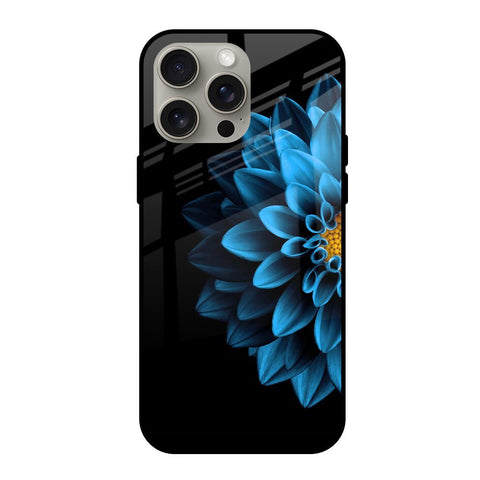Half Blue Flower Glossy Case for iPhone 15 Pro Max