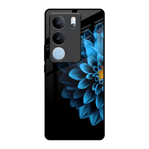 Half Blue Flower Glossy Case for Vivo V29 5G